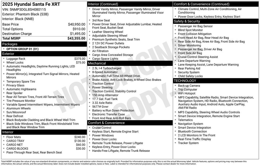 hyundai santa fe 2025 5NMP3DGL8SH080115 image